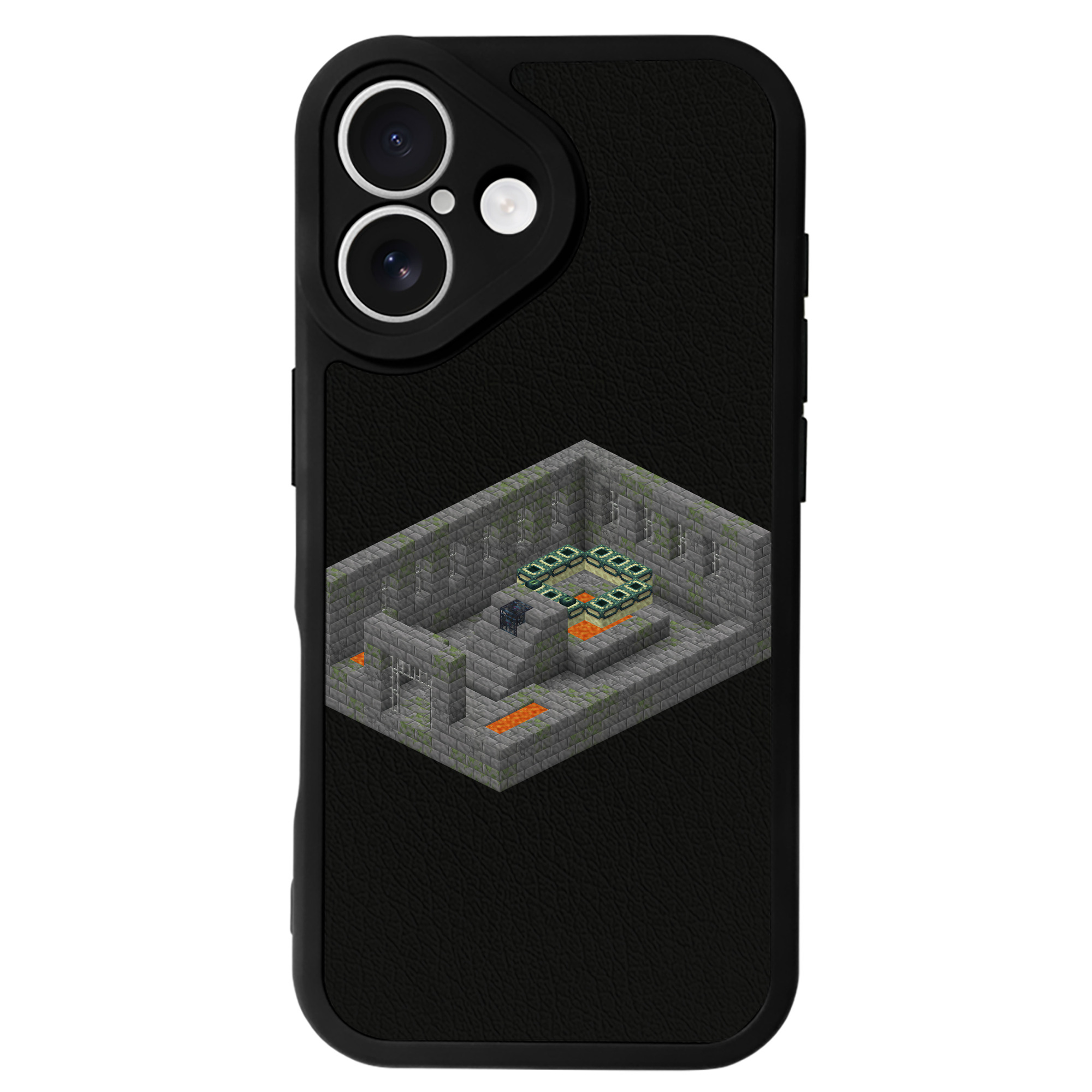 （画像用） マインクラフト ブロックの世界 Minecraft MC Block world 【iPhone 16シリーズ対応】シリコンスマホケース（レザー調） 材質：シリコン